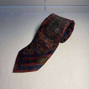 KARL LAGERFELD Silk Tie Burgundy, Blue, Gold Paisley Necktie